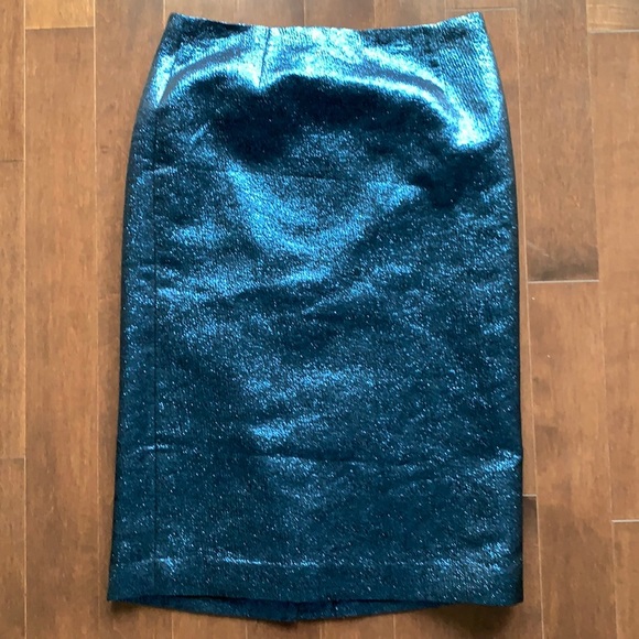 TIBI Blue Mermaid Shimmer Pencil Skirt Small - Picture 1 of 6